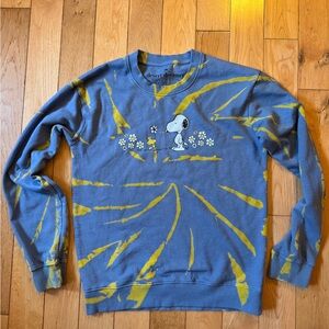 Peanuts Snoopy Woodstock womens XS (fits like medium) sweatshirt blue yellow
